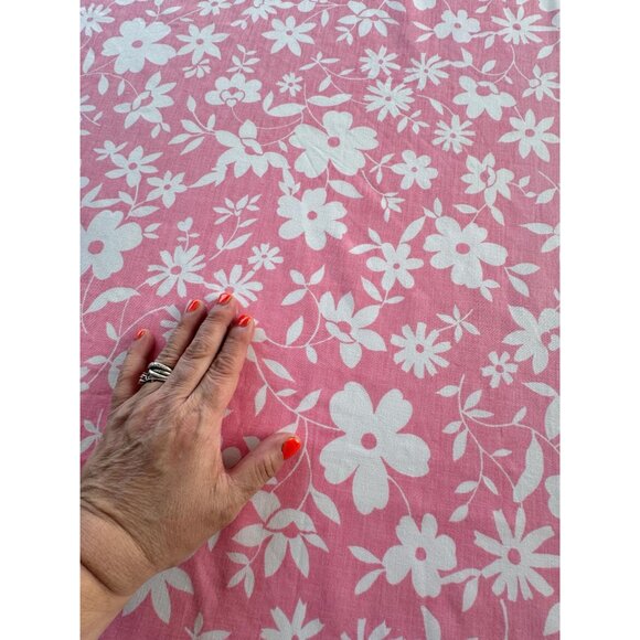 Vintage 70s bedsheets set, flat and fitted, pink white floral, full/double - Picture 8 of 10